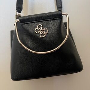 Guess Purse Black Crossbody Bag with Silver Accents